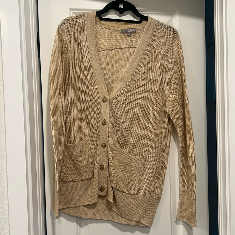 Jcrew Relaxed cotton-linen blend cardigan sweater